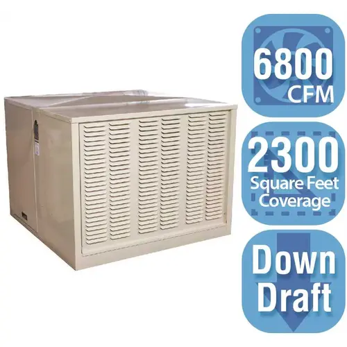Hessaire RM6808D-B 6,800 CFM Down-Draft Rigid Media 8 in. Evaporative Cooler for 2,400 sq. ft. (Motor not Included) White