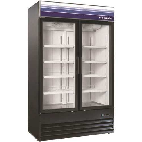 Norpole NPGR2-SB 29 cu. ft. Commercial Double Door Merchandiser Freezerless Refrigerator in Black