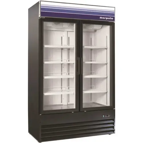Norpole NPGR2-S45B 53 in. 45 cu. ft. 2-Door Merchandiser Commercial Freezerless Refrigerator in Black