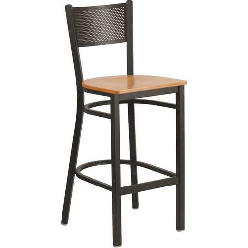 28.5 in. Natural Wood Seat/Black Metal Frame Bar Stool