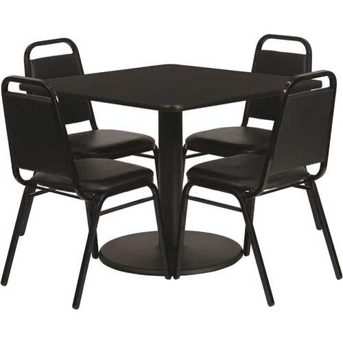 Black Top/Black Vinyl Seat Table and Chair Set