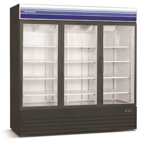 78 in. W 53 cu. ft. 3-Door Commercial Freezerless Refrigerator in Black