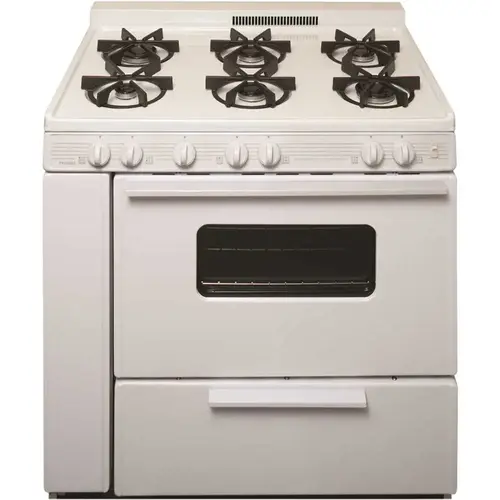 36 in. 3.91 cu. ft. Battery Spark Ignition Gas Range with Sealed Burners in White