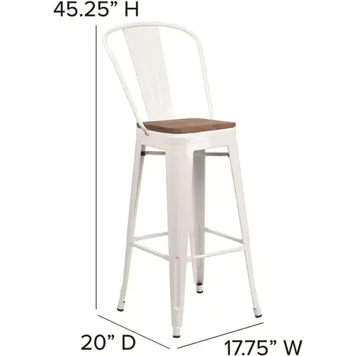 30.5 in. White Bar Stool