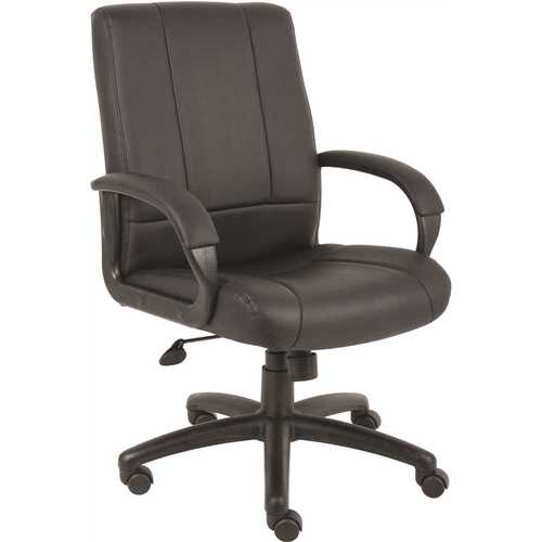 BOSS Office Products B7906 Black Mid-Back Executive Desk Chair Padded Arms