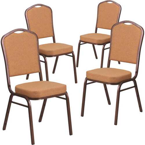 Light Brown Fabric/Copper Vein Frame Banquet Stack Chair