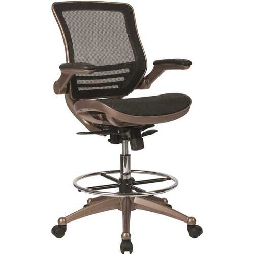 Mesh Adjustable Height Ergonomic Drafting Chair in Balck/Gold