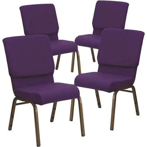 18.5 in. Royal Purple Fabric/Gold Vein Frame Church Chair