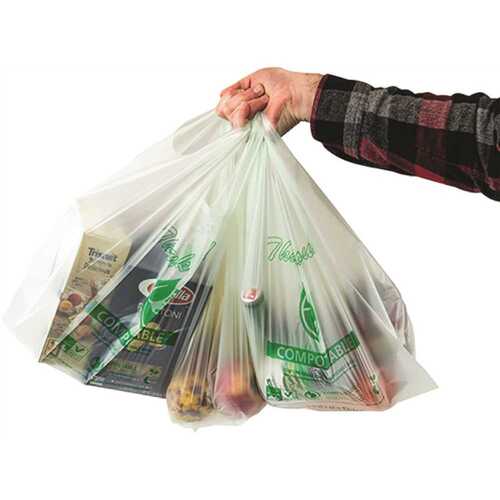 Natur-Bag NT1075-X-00004 Green Reusable and Compostable Grocery Bag 16.5 in. x 19.5 in. 0.75mil