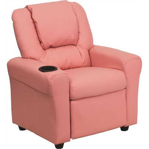 Flash Furniture DGULTKIDPINK Contemporary Pink Vinyl Kids Recliner with Cup Holder and Headrest