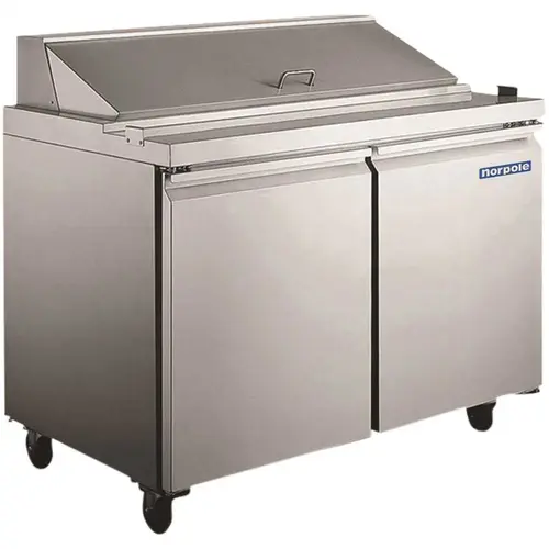 Norpole NP2R-SW 9.5 cu. ft. Prep Table Commercial Refrigerator in Stainless Steel