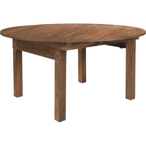 Antique Rustic Wood 4-Leg Dining Table Seats 8