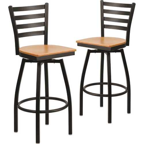 30.25 in. Natural Wood Seat/Black Metal Frame Bar Stool