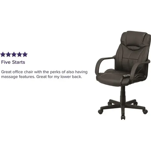 Faux Leather Swivel Ergonomic Office Chair in Black