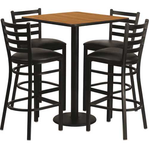 Natural Top/Black Vinyl Seat Table and Chair Set