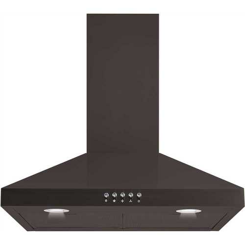 Winflo WR003C30BL 30 in. Convertible Wall Mount Range Hood in Black with Mesh Filters and Push Button Control
