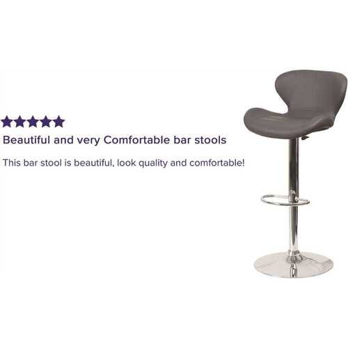 42.25 in. Gray Vinyl Bar Stool