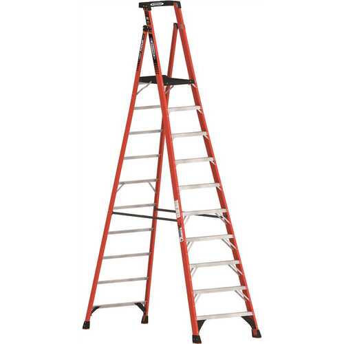10 ft. Fiberglass Podium Step Ladder ( 16 ft. Reach Height) with 300 lbs. Load Capacity Type IA Duty Rating