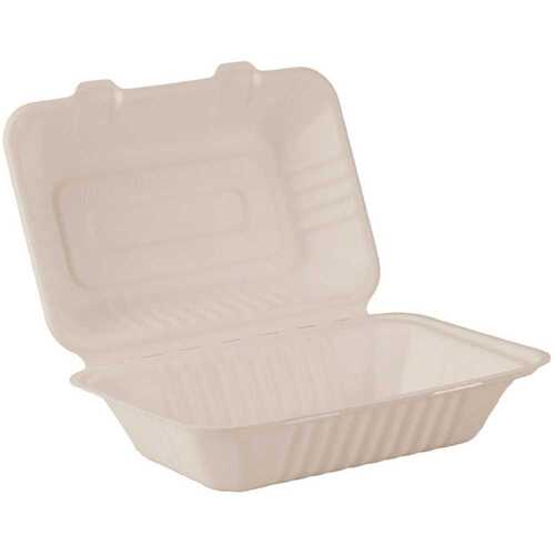 Empress Earth EHL-96 9 in. x 6 in. Hoagie Natural Hinged Container Molded Fiber 250-Per Case