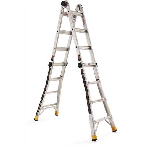 Gorilla Ladders GLMPXA-18 18 ft. Reach MPXA Aluminum Multi-Position Ladder with Tool Hangers, 300 lbs. Load Capacity