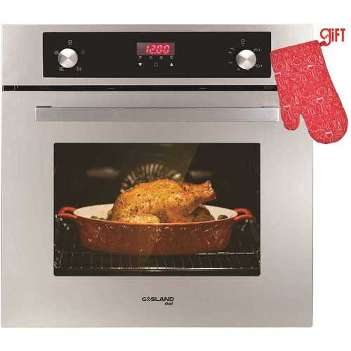 GASLAND Chef GS606DS 24 in. Built-In Single Natural Gas Wall Oven with Rotisserie Digital Display in Stainless Steel
