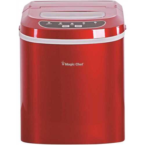 Magic Chef MCIM22R 27 lbs. Portable Countertop Ice Maker in Red