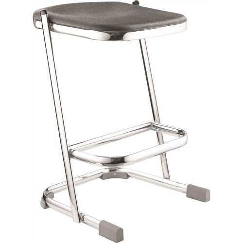 National Public Seating 6624 24 in. Elephant Z-Stool, Black Seat and Chrome Frame