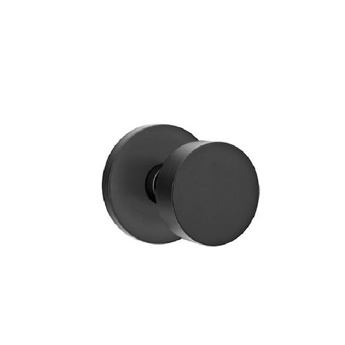 Round Knob Passage with Disk Rose Flat Black Finish