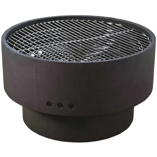 Fire Sense 60532 23.64 in. HotSpot Solid Base Revolver Fire Pit Black/Wood Grain