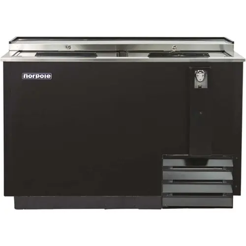 Norpole NPBC-50 50 in. W 16 cu. ft. Commercial Beverage Cooler Refrigerator with Sliding Door in Black