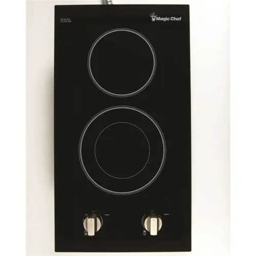 Magic Chef MCSCTE12BG1 12 in. Radiant Electric Ceramic Glass Cooktop in Black with 2 Elements Including Dual Radiant Element
