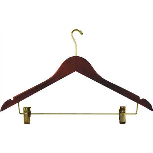 Womens Hanger Walnut Contoured Small Hook in Brass
