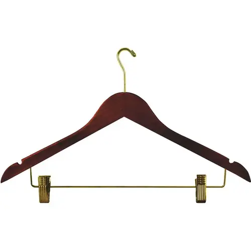 National Brand Alternative HGW-WCT-SMB Womens Hanger Walnut Contoured Small Hook in Brass - pack of 100