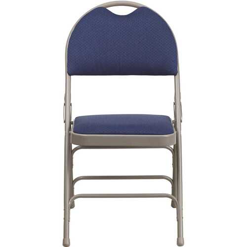 Navy Fabric/Gray Frame Metal Folding Chair Blue