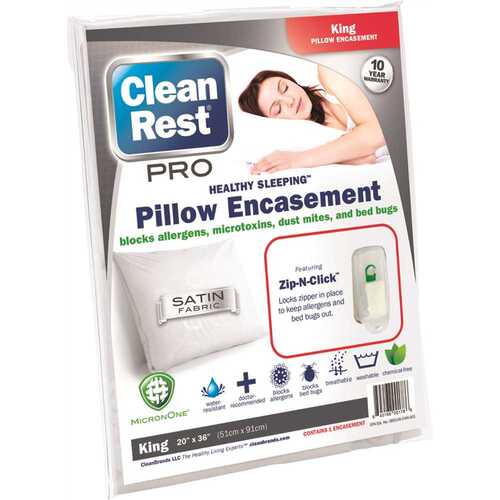 CLEAN REST 845168001786 Pro Encasement Polyester King Pillow Protector