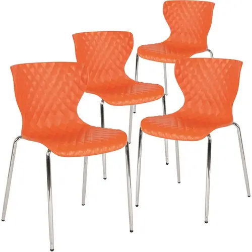 Plastic Stackable Chair in Orange