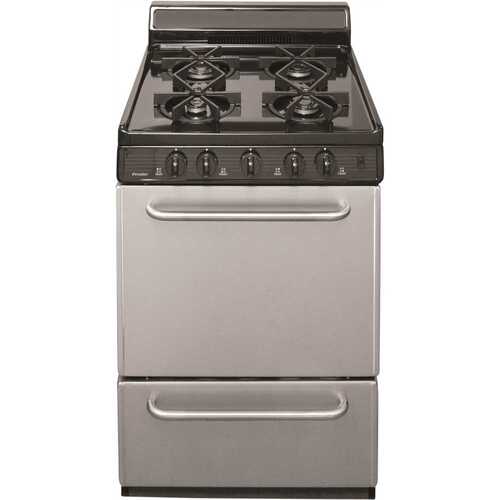 24 in. 2.97 cu. ft. Freestanding Sealed Burner Gas Range in Stainless Steel