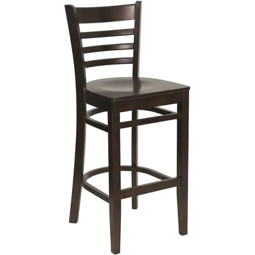 29.5 in. Walnut Wood Seat/Walnut Wood Frame Bar Stool