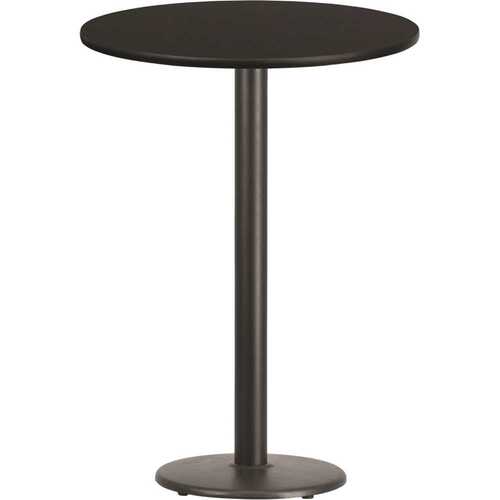 Flash Furniture XURD30BKTR18B 30 in. Round Black Laminate Table Top with 18 in. Round Bar Height Table Base