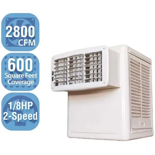 Hessaire W28-B 2,800 CFM 115-Volt 2-Speed Aspen Window Evaporative Cooler for 1,200 sq. ft. (with Motor) White