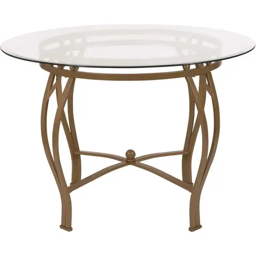 Clear Top/Matte Gold Frame Dining Table