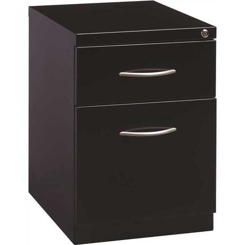 20 in. D Black Mobile Pedestal File Cabinet with Arch Pull