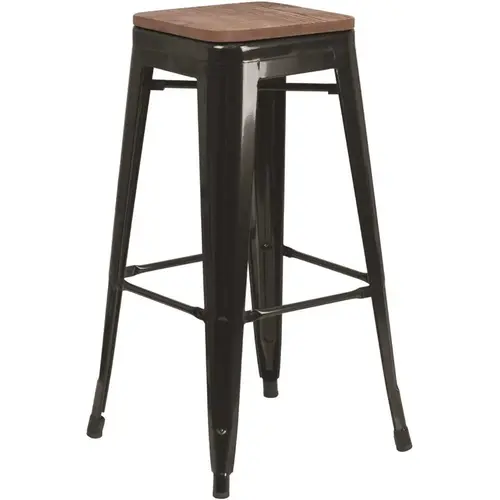 30 in. Black Metal Bar Stool