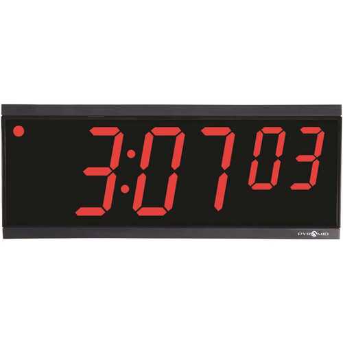 Pyramid Time Systems 9D46BR 4 in. Multi-Colred RF Wireless Synchronized LED Digit Hour/Min/Sec Digital Clock