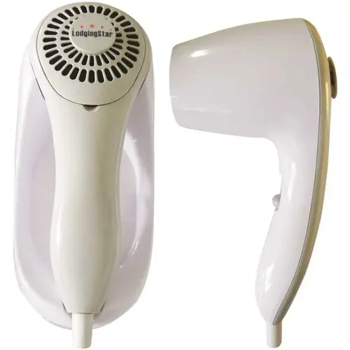 Lodging Star 310087 1500-Watt Wall Mount Hair Dryer with Night Light White