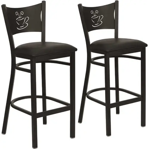 30.5 in. Black Vinyl Seat/Black Metal Frame Bar Stool