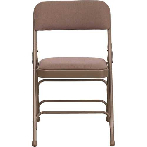 Beige Fabric/Beige Frame Metal Folding Chair