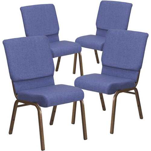 18.5 in. Blue Fabric/Gold Vein Frame Church Chair