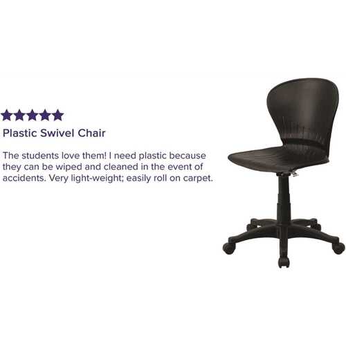 Plastic Adjustable Height Task Chair in Black