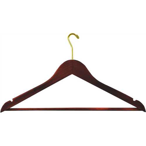 National Brand Alternative HGM-WCT-SMB Mens Hanger Walnut Contoured Locking Bar Small Hook in Brass